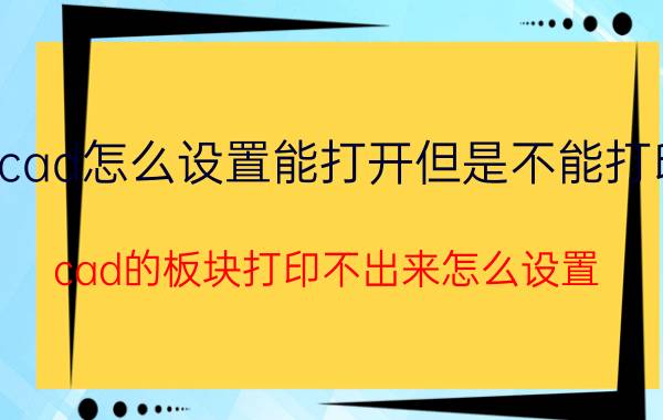 cad怎么设置能打开但是不能打印 cad的板块打印不出来怎么设置？